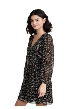 Madewell Black Floral Print  Crewneck Dress Size S.